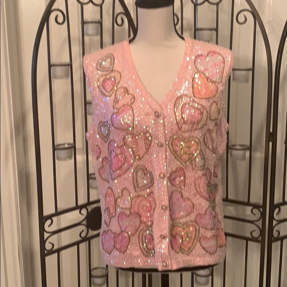 just B Jackets & Blazers - Valentines heavy sequin heart vest